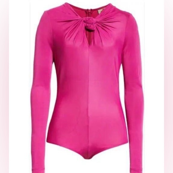 Farm Rio Pink Long Sleeve Bodysuit Size Small - Picture 1 of 11